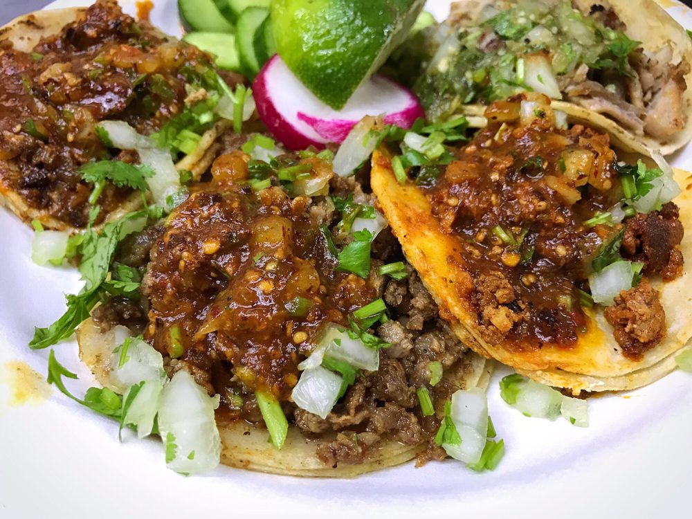 street tacos, salsa roja